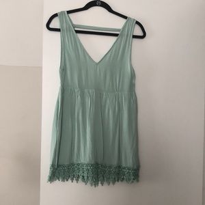 Tobi Mint Green Mini Deep V Neck Dress
